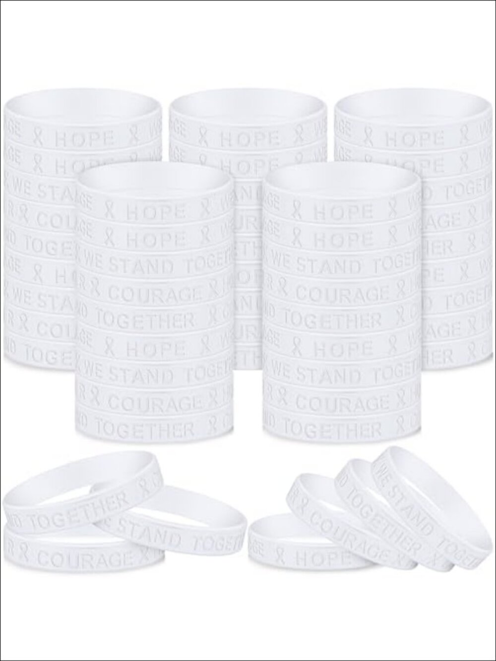 Silicone Stretch Bracelets Lung Cancer Awareness Wristbands 50 Pack
